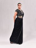 Mirror Plunge Neck Stitched Saree
