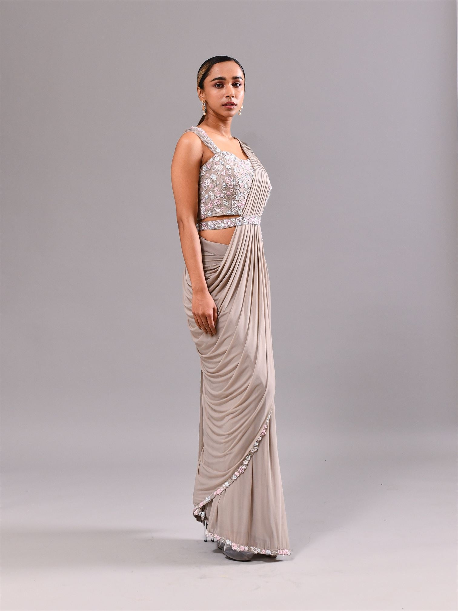 Sequins Multi Colour Stitched Saree