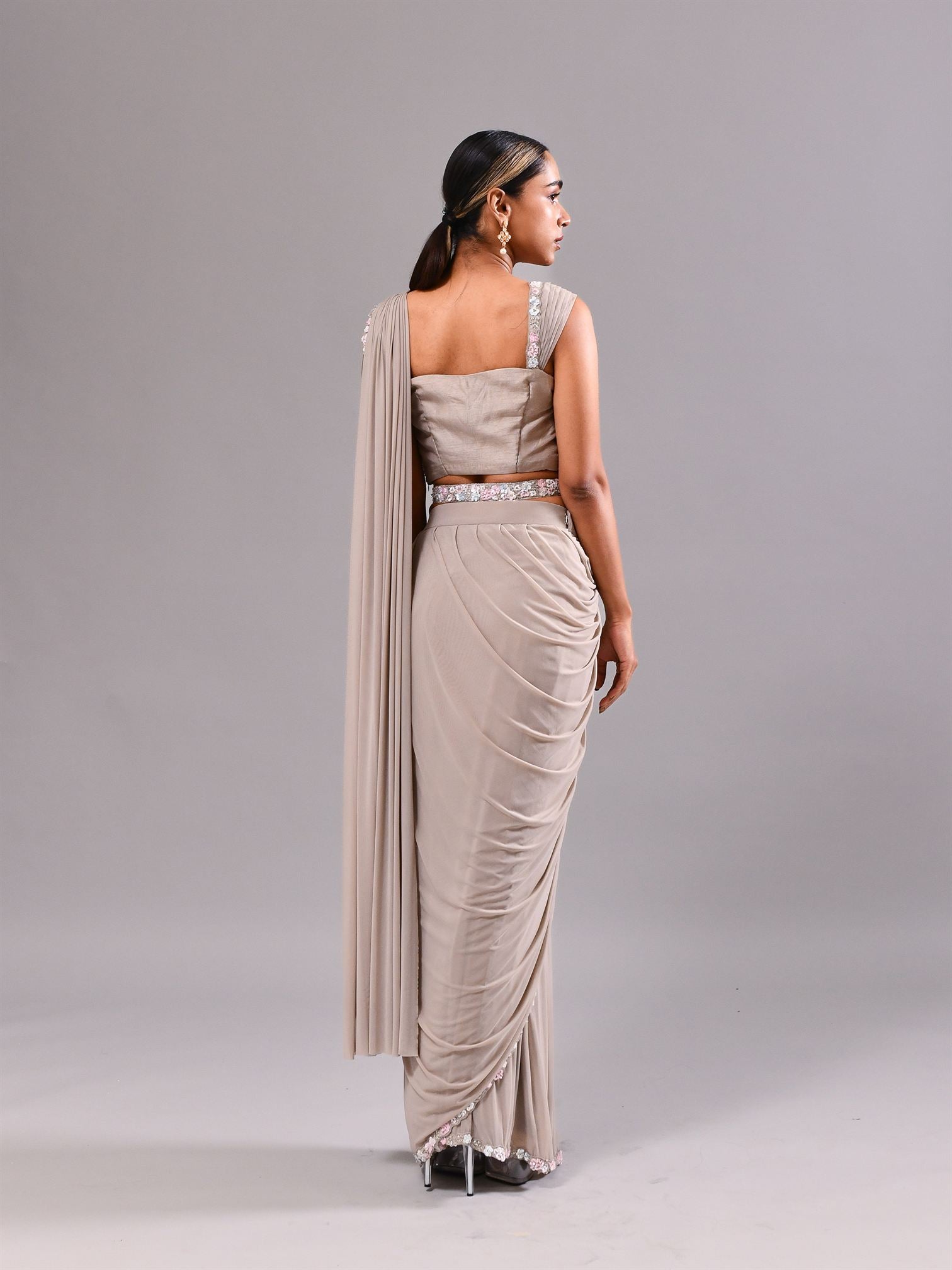 Sequins Multi Colour Stitched Saree