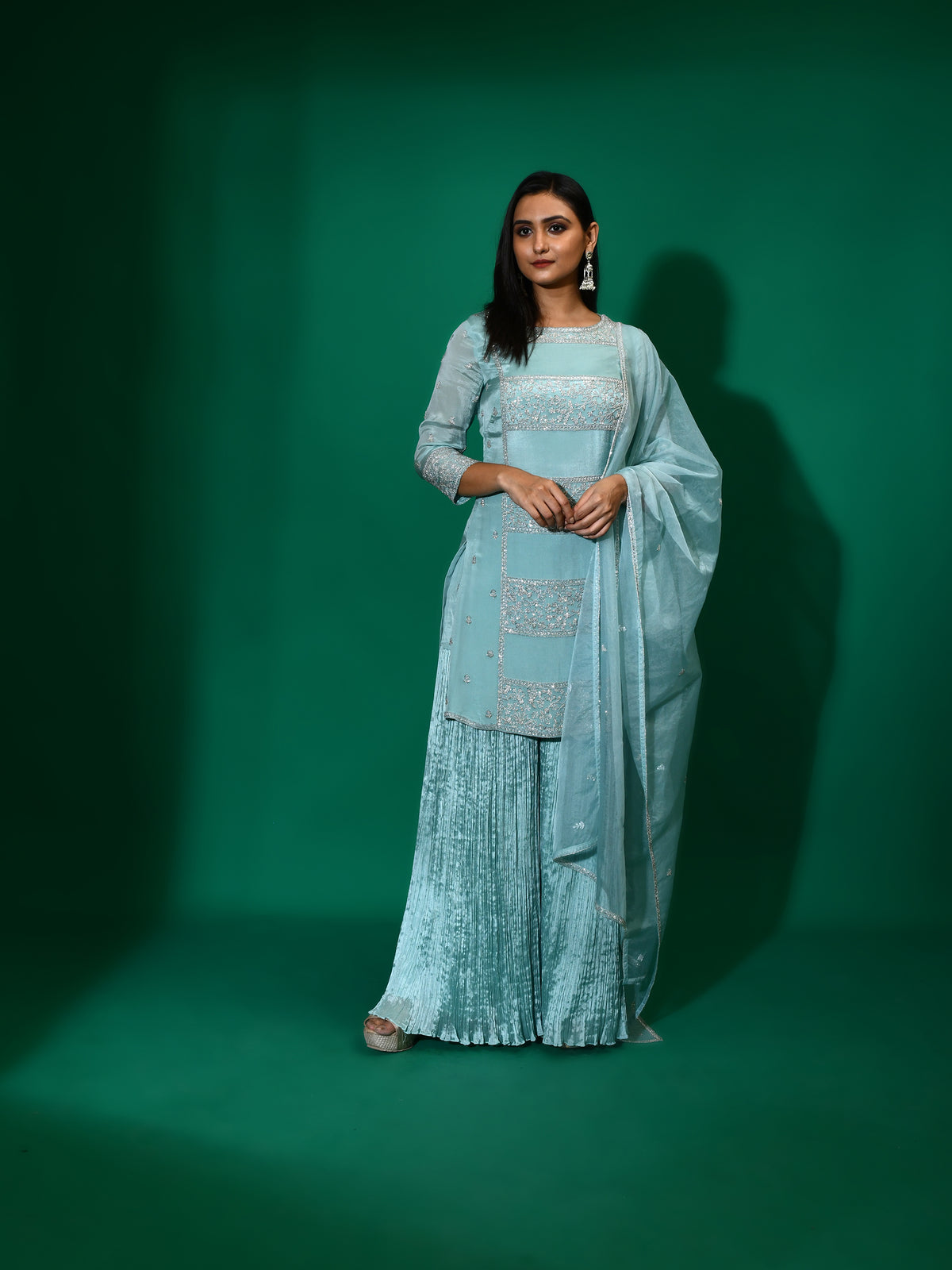Silver Beads Sequins Garara Suit Set