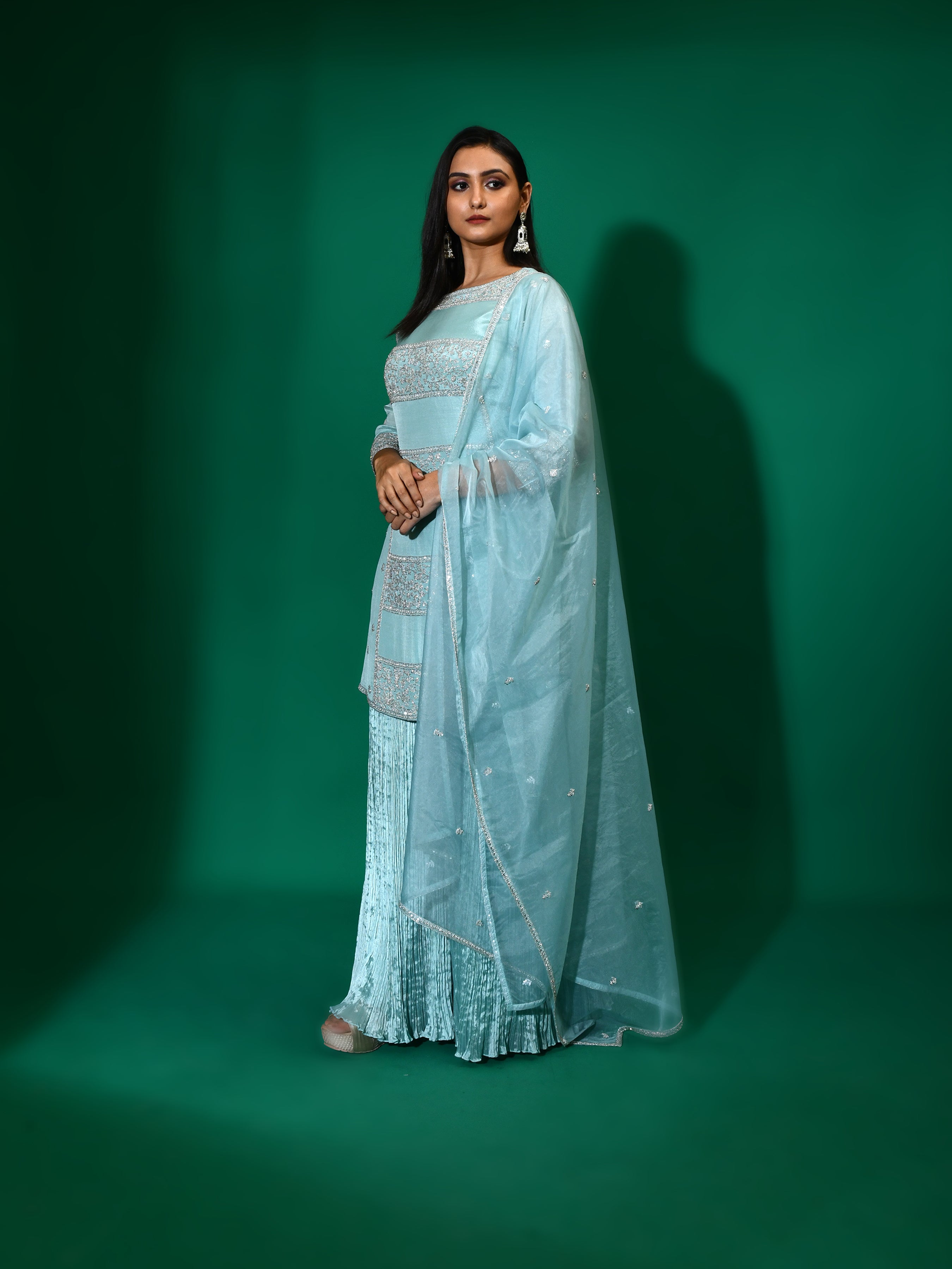 Silver Beads Sequins Garara Suit Set