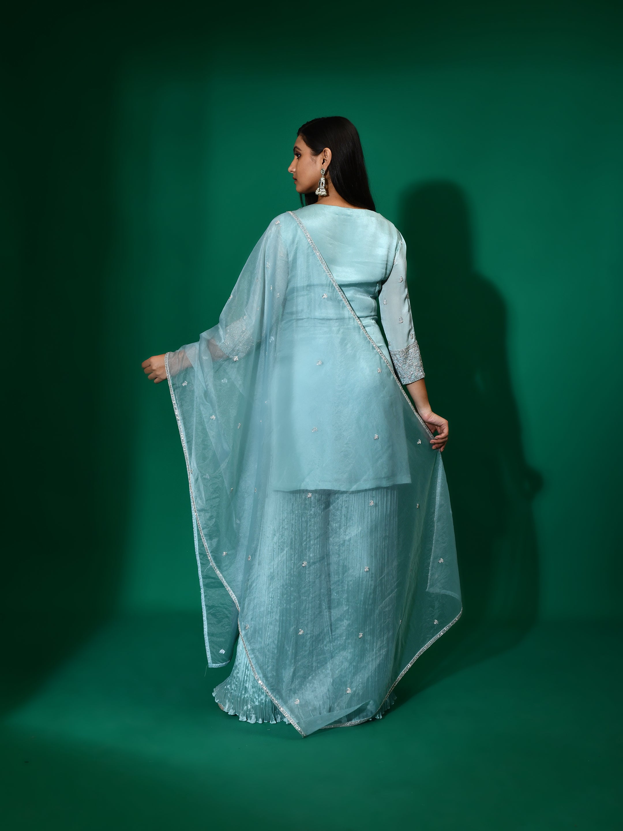Silver Beads Sequins Garara Suit Set